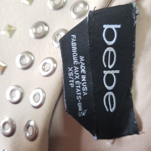 Bebe Dresses Bebe Nude Studded Cut Out Mini Dress Poshmark